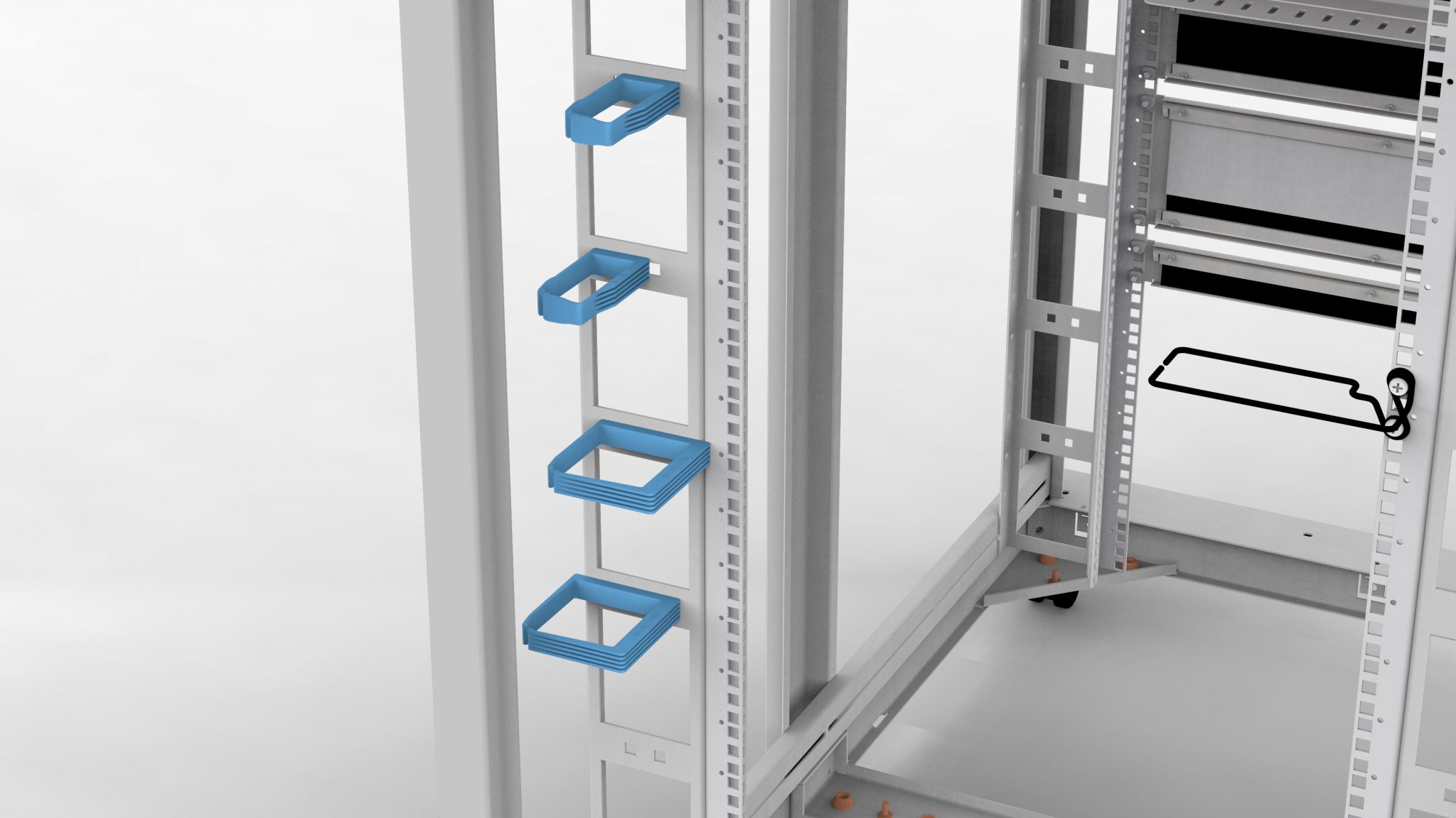 Blue nylon cable management rings | Cannon Technologies Ltd